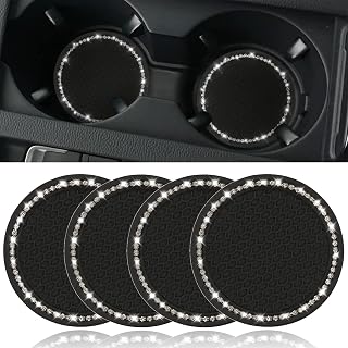 NON-SQUARE Bling Car Cup Holder Coasters, 4 Pack Universal Auto Anti Slip Cup Holder Insert Coaster, 2.75 Inch Bling Crystal Rhinestone Car Interior Accessories(Black)