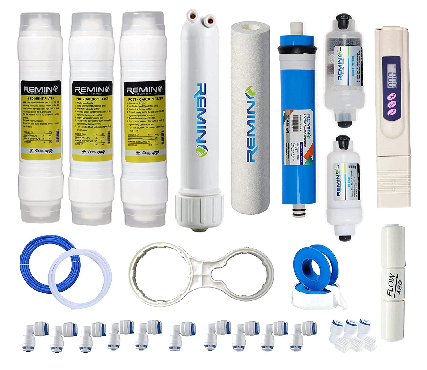 Remino complete RO service filter kit of 80 GPD Hi TDS Hi Flow Membrane, UF, Mineral, Inline and TDS Meter with All accessories (Suitable For all water purifier) (B08SJSC1FD) Amazon Price History, Amazon Price Tracker