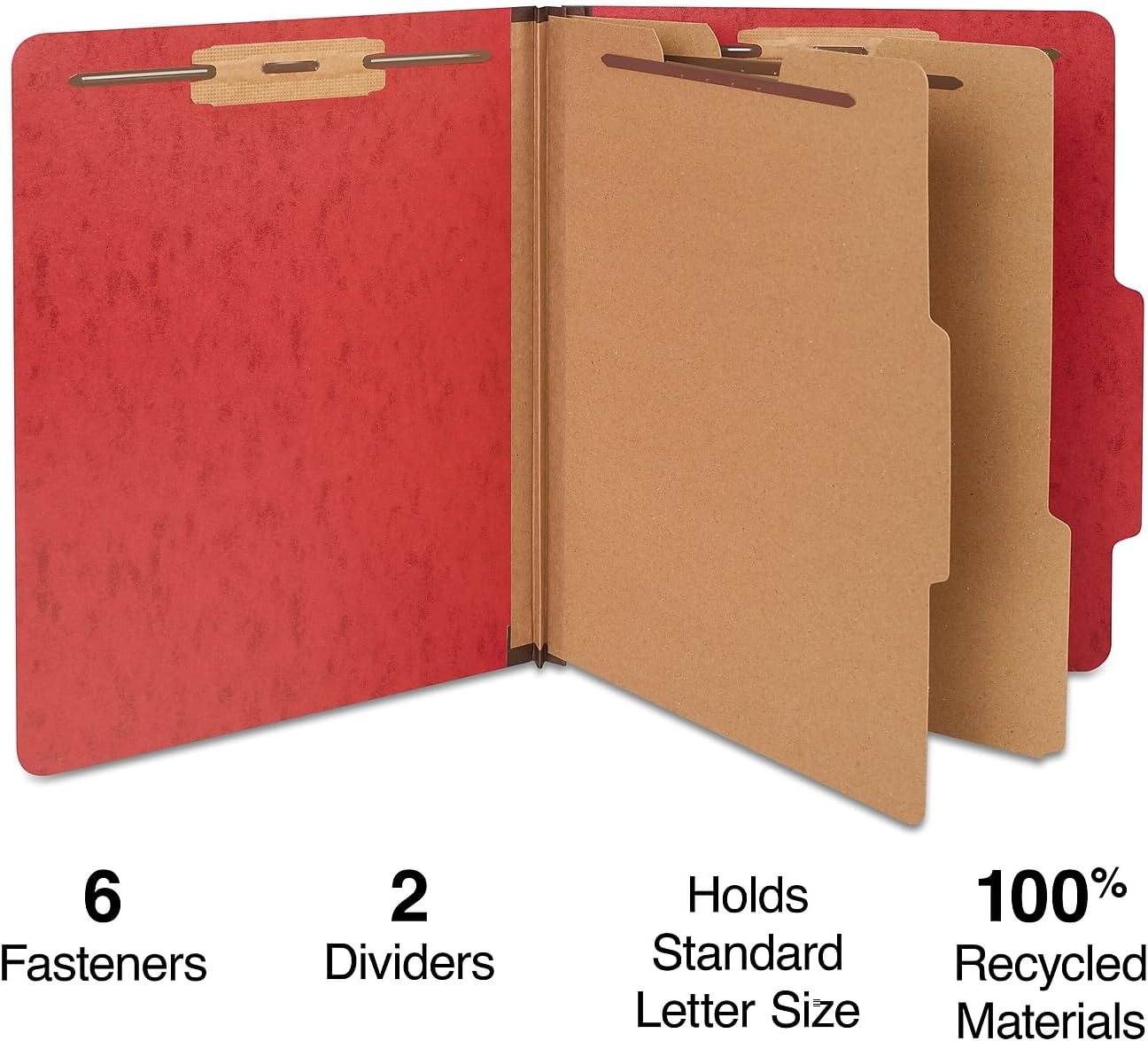 Staples Moisture‑Resistant Classification Folder, Letter Size, 2 Dividers, 2.5″ Expansion, Dark Red Pressboard, 20/Carton
