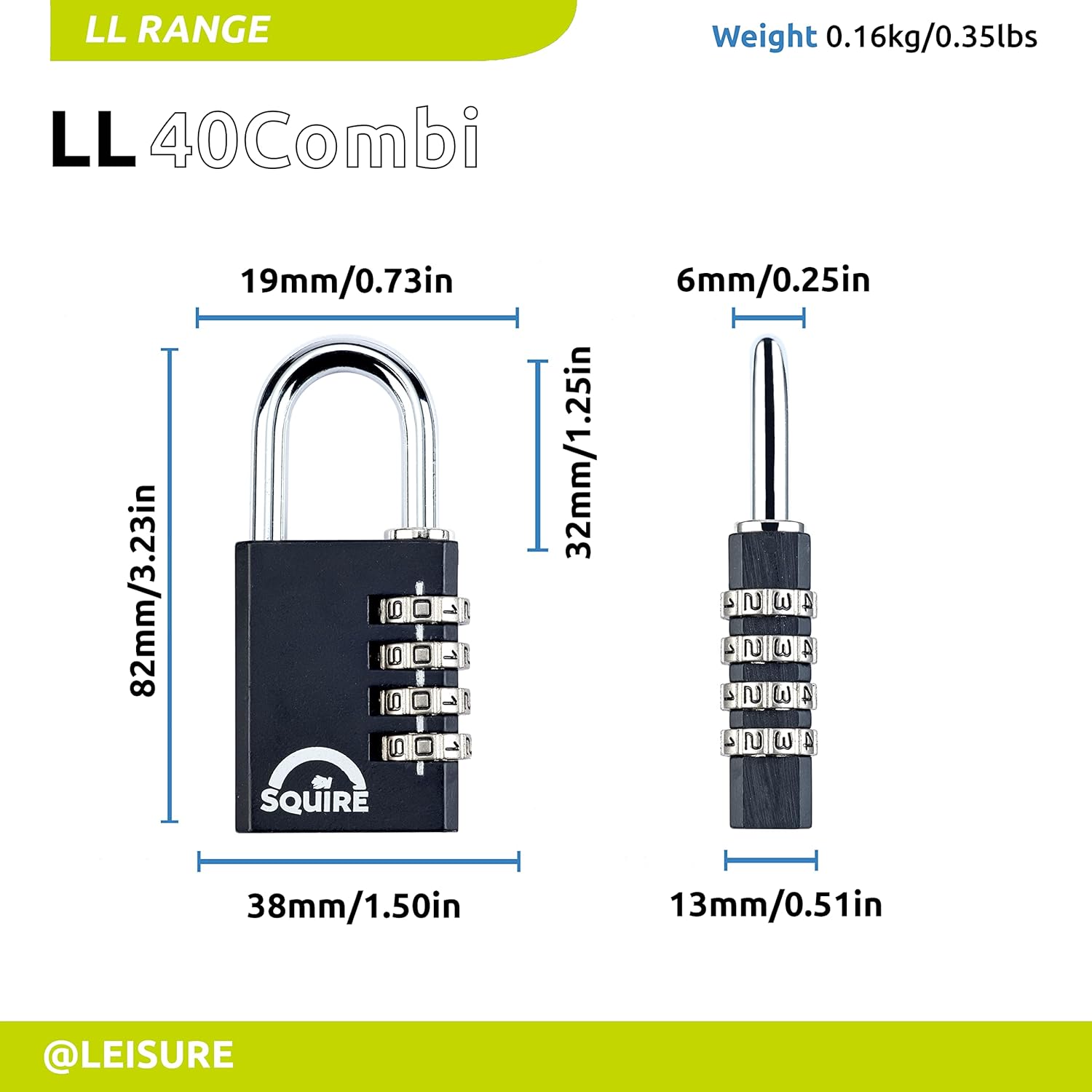 Squire Padlock Dimensions