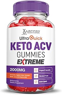 Justified Laboratories Ultra Quick Keto ACV Gummies Extreme (2000 mg) - 60 Count - Formulated with Apple Cider Vinegar, Folate & Vitamin B12 - Non-GMO, Vegan, Gluten Free - 30 Servings