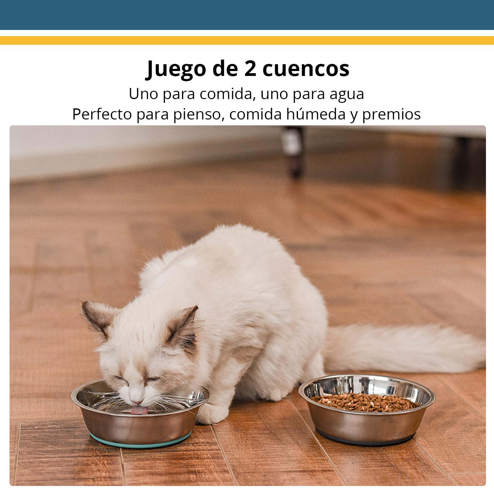 PEGGY11 Comederos para Perros de Acero Inoxidable, Cuencos Antideslizantes con Base de Silicona, 1440 ml, Pack de 2, para Perros Grandes