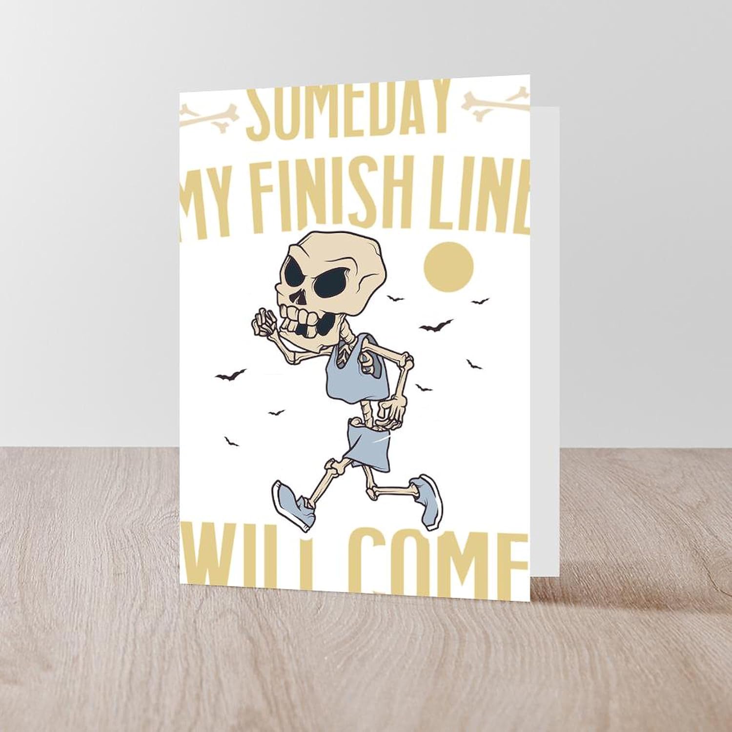 CafePress Skeleton Someday My Finish Line Wil Greeting Cards Greeting Card (20-pack), Note Card with Blank Inside, Birthday Card Glossy
