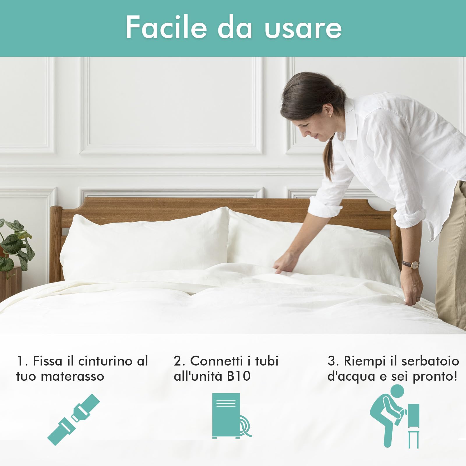 Adamson B10 - Sistema di Raffreddamento per Letto - TWIN 190x100 CM - Materasso Rinfrescante 100% Cotone per Sudorazioni Notturne + Topper Refrigerato per Chi Soffre il Caldo + Garanzia 5 Anni - Nero
