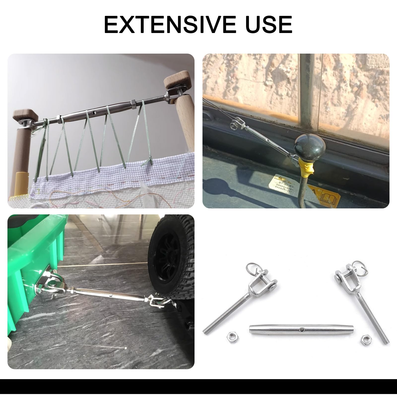 4 Stück 304 Edelstahl geschlossener Körper Riggingschraube Turnbuckle Drahtspannungsausgleicher Marine Boot Seilspannungsausgleicher M8