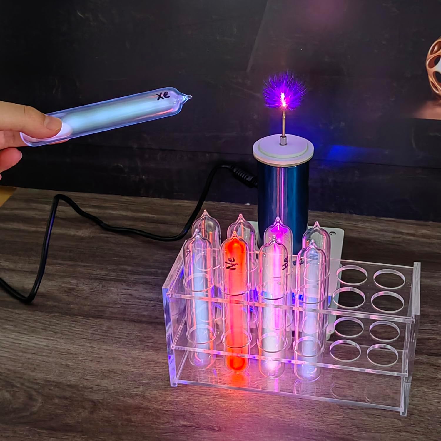 Joytech 9PC Noble Gases Tube Glass Sealed Rare Gases Neon Light Tesla Coil Demonstration Prop Scientific Exhibition SS25