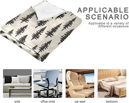 Miniatura 4 de KLL Manta de viaje de franela negra con diseño de árboles de Navidad, manta de forro polar de franela de primavera, manta ligera y cálida de 60 x 90