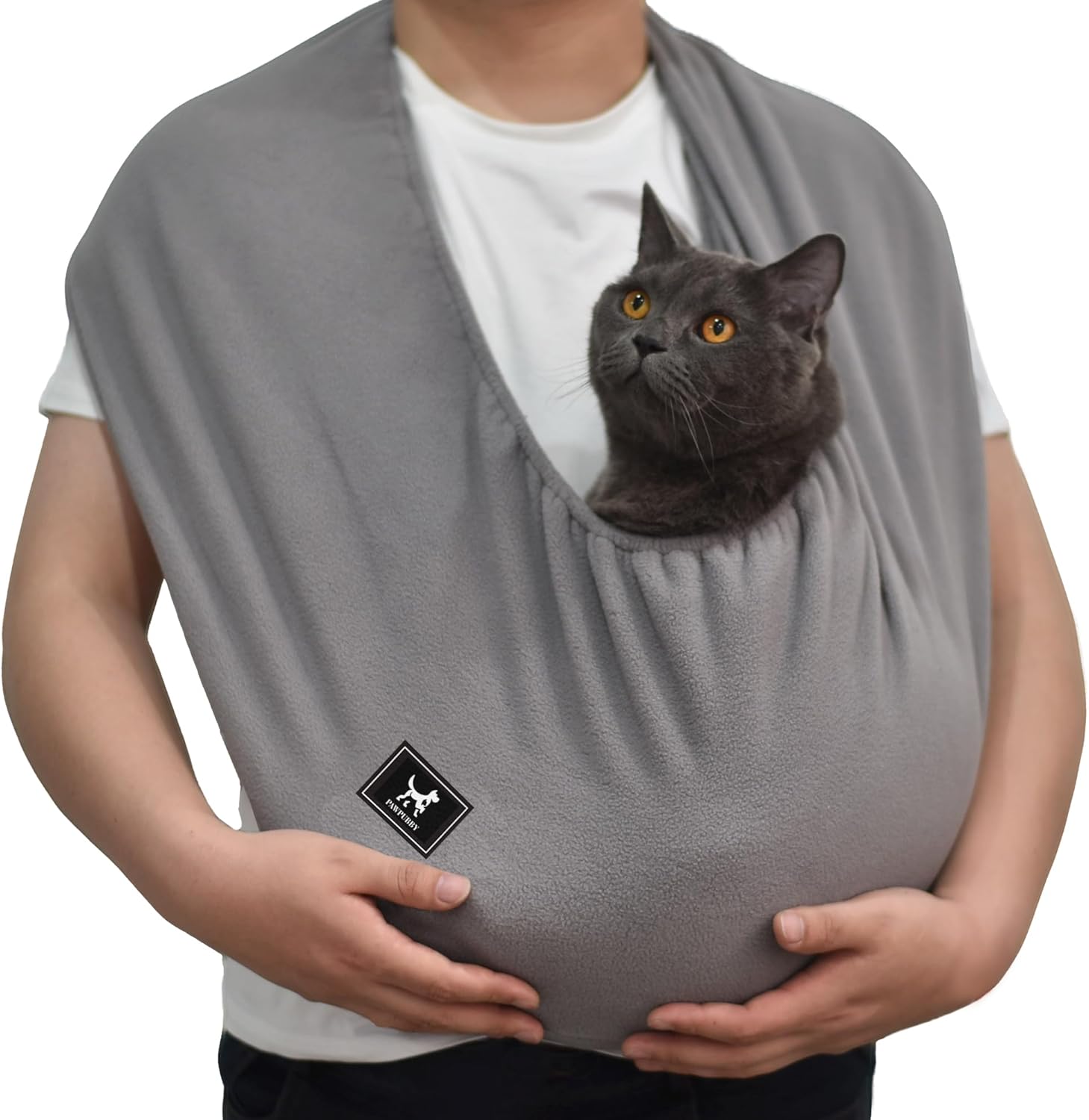 PAWPUBBY Cat Sling Carrier – Wearable Cat Baby Carrier & Chest Sling for Indoor Use, Cozy Hands-Free Pet Sling Bag for Cats, Kittens & Small Dogs, Perfect for Home Snuggling (Dark Gray, Medium)