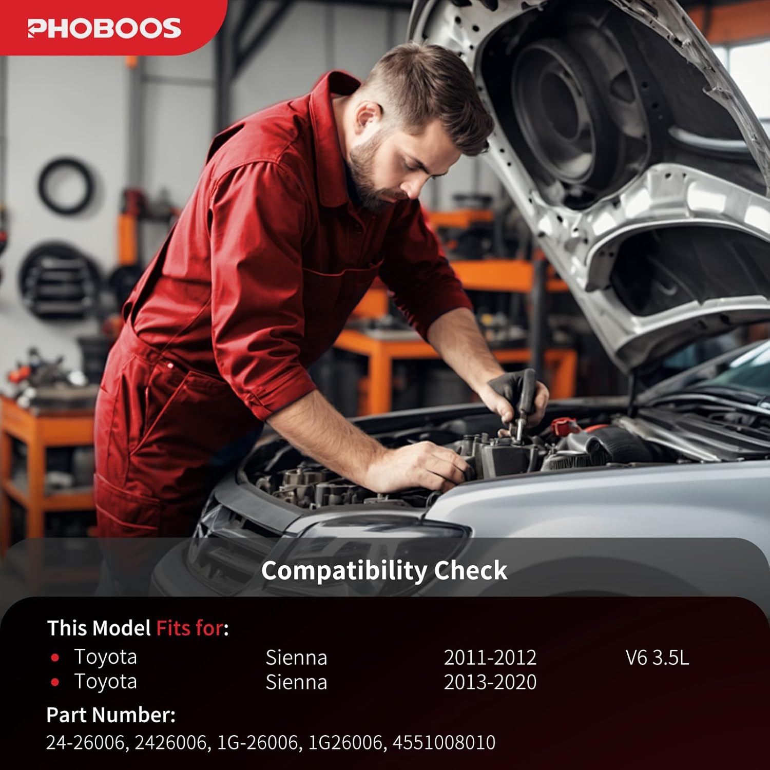 PHOBOOS Electric Power Steering Rack and Pinion Assembly Compatible with Toyota Sienna 2011-2012 V6 3.5L, Sienna 2013-2020, FWD ONLY, New Unit, Leak Resistance, Direct Fit, Ref.24-26006