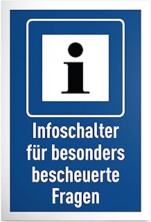 Infoschalter bescheuerte Fragen - 30 x 20 cm Schild - Geschenkidee Deko Partydeko Geschenk Party Kollegen Freunde - Türschild Spruchschild lustiger Spruch Geburtstagsgeschenk