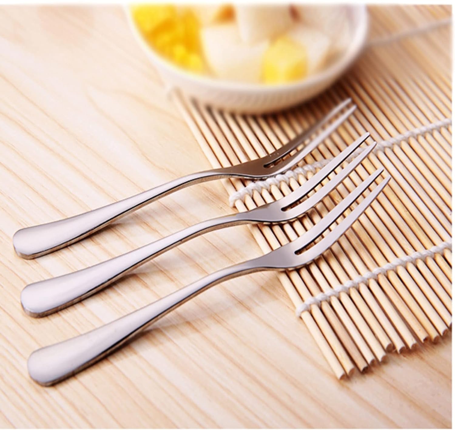 Dinner Forks Stainless Steel Fruit Fork Restaurant Cafeteria Family Party Dessert Lovely Cutlery