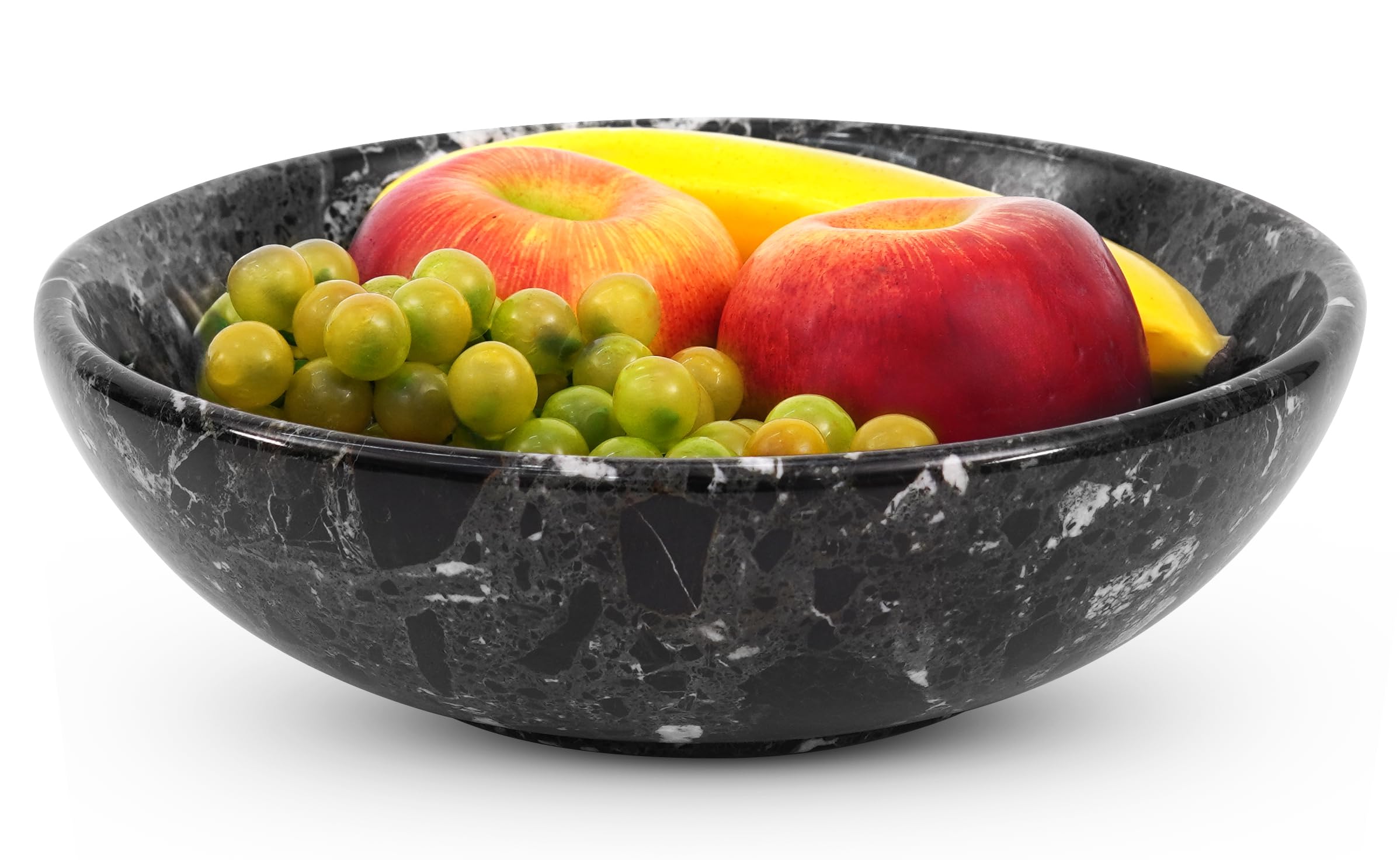 Marble Fruit Bowl 10' Black Handmade Fruit and Vegetable Storage Bowl for Kitchen Décor -Farmhouse Kitchen Décor Fruits Holder for Dining Table