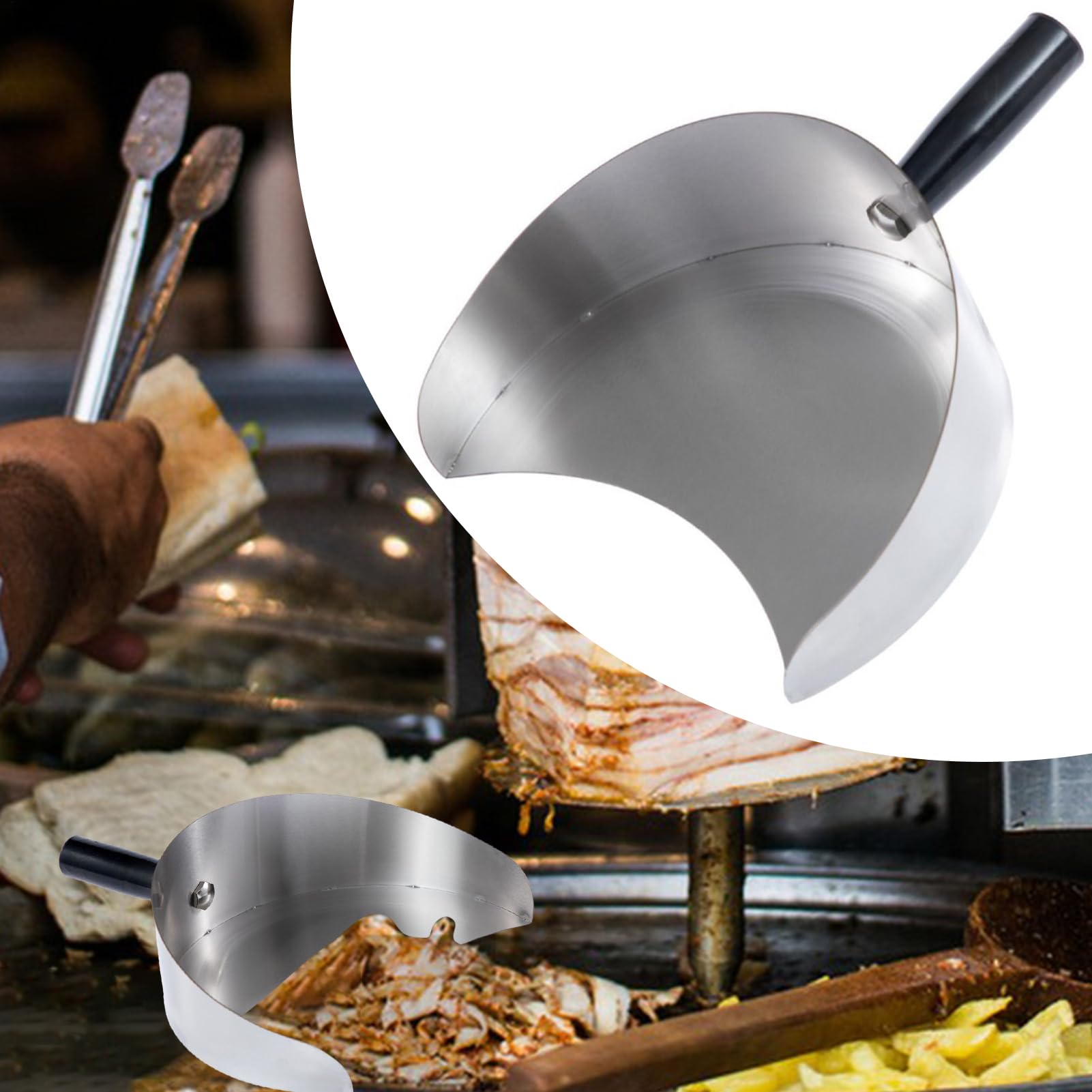Pala de mano Kebab d0ner – Recolector de carne de acero inoxidable 2025 | d0ner Gyros pala Pan | Asador para parrilla Gyro d0ner Kebab, barbacoa, Shawarma resistente y ligera