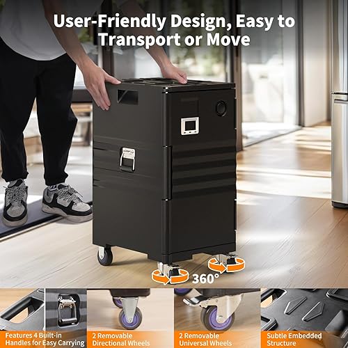 Miniatura 3 de NEEDONE Calentador de alimentos, caja caliente de 127 cuartos de galón LLDPE aislado para alimentos calientesfríos, ruedas con bloqueo, hebillas