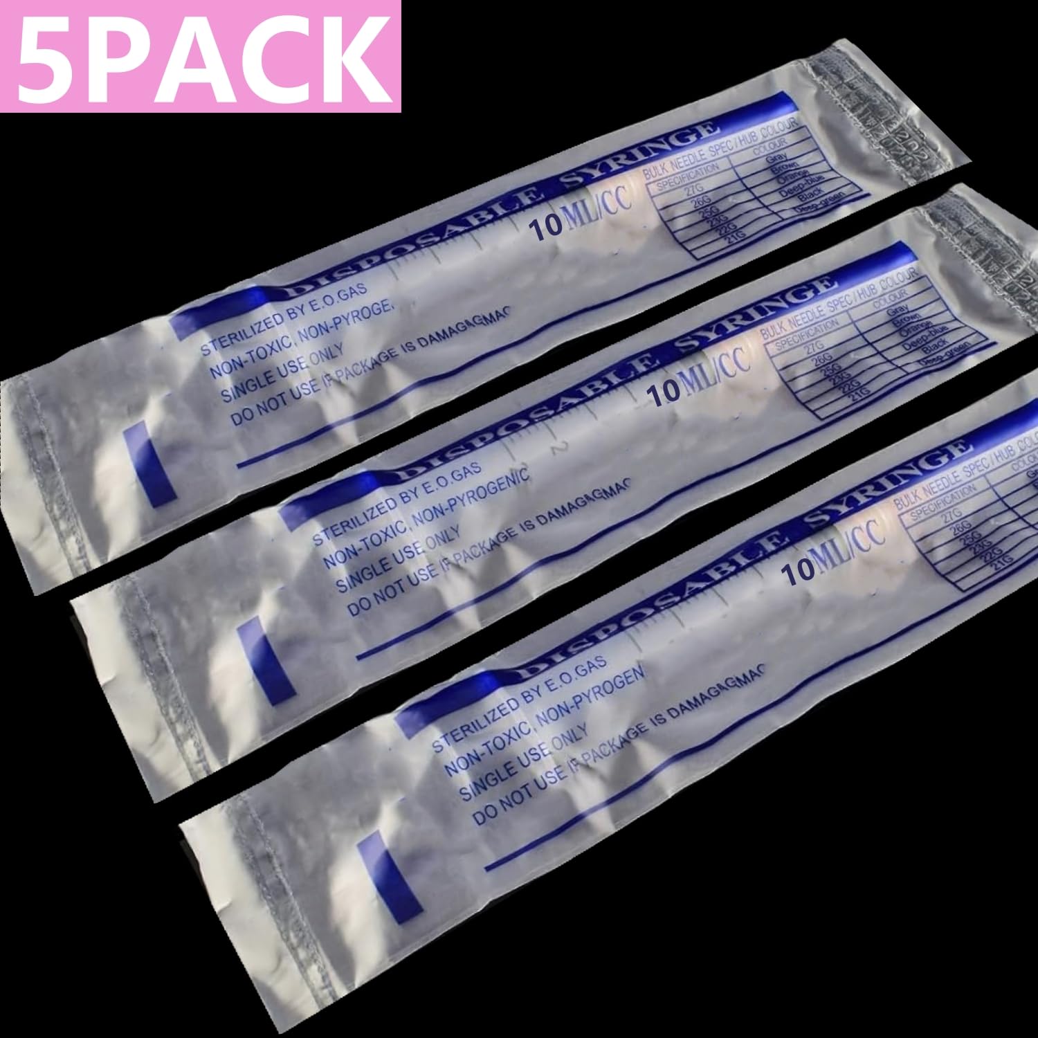 Confezione da 5 pezzi da 10 ml calibro 18 – Luer Lock 1 ml 2,5 ml 3 ml 5 ml 10 ml 20 ml con materiali di consumo da laboratorio 25 Ga, 23 Ga, 22 Ga, 21 Ga, 18 GA (confezionati singolarmente)