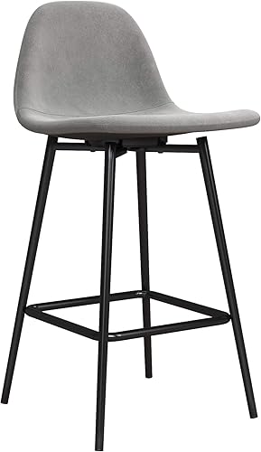 Miniatura 2 de REALROOMS Brandon Taburete tapizado para mostrador, terciopelo gris