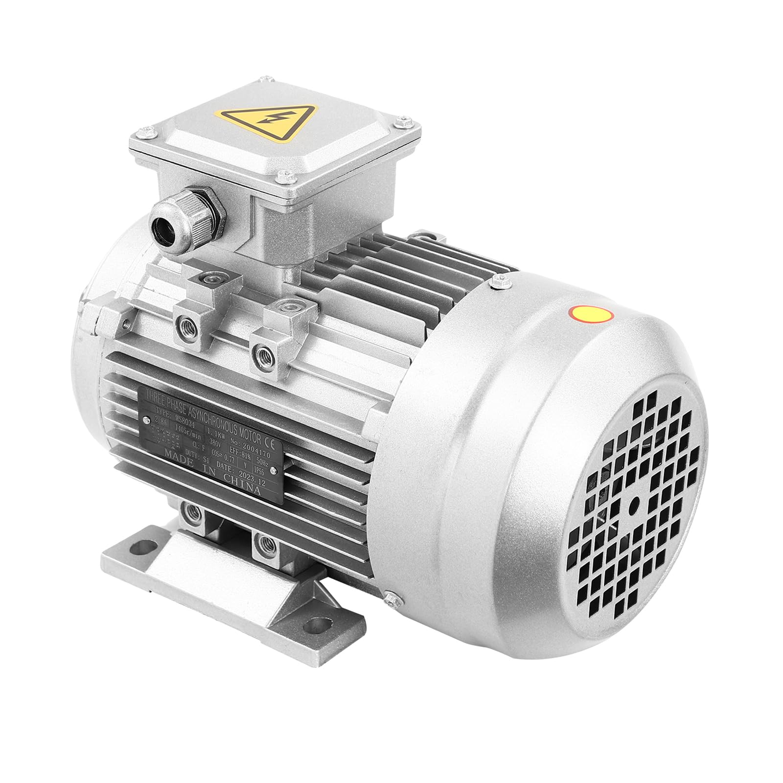 Elektromotor Drehstrommotor Aluminiumgehäuse Kupferspule Industriemotor Schutzklasse IP55 für Maschinenbau Transporttechnik und Lüfter (Wellendurchmesser 19mm, 1100W)