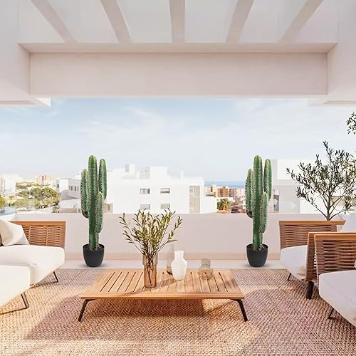 Miniatura 9 de Cactus artificial con maceta negra, cactus grandes falsos, plantas de cactus artificiales de 41 pulgadas para el jardín del hogar