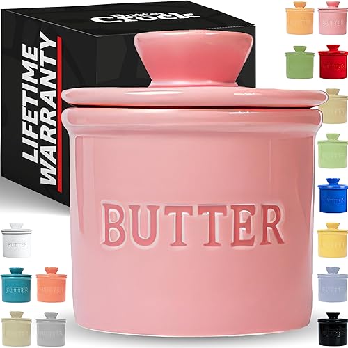 PriorityChef - Mantequilla con tapa, mantequilla untable bajo demanda, mantequilla francesa para dejar en la encimera con línea de agua, plato de