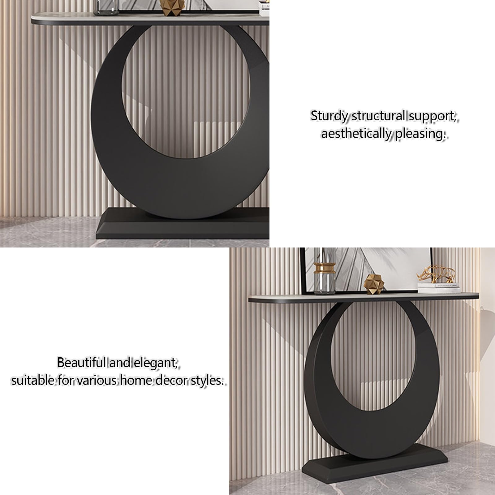 Nowoczesne stoliki do salonu, wąski dekoracyjny stolik do przedpokoju, konsola ze spiekanego kamienia, dekoracja sofy w stylu rustykalnym, wspornik ze stali węglowej.(Gray+black,100 * 30 * 80cm)