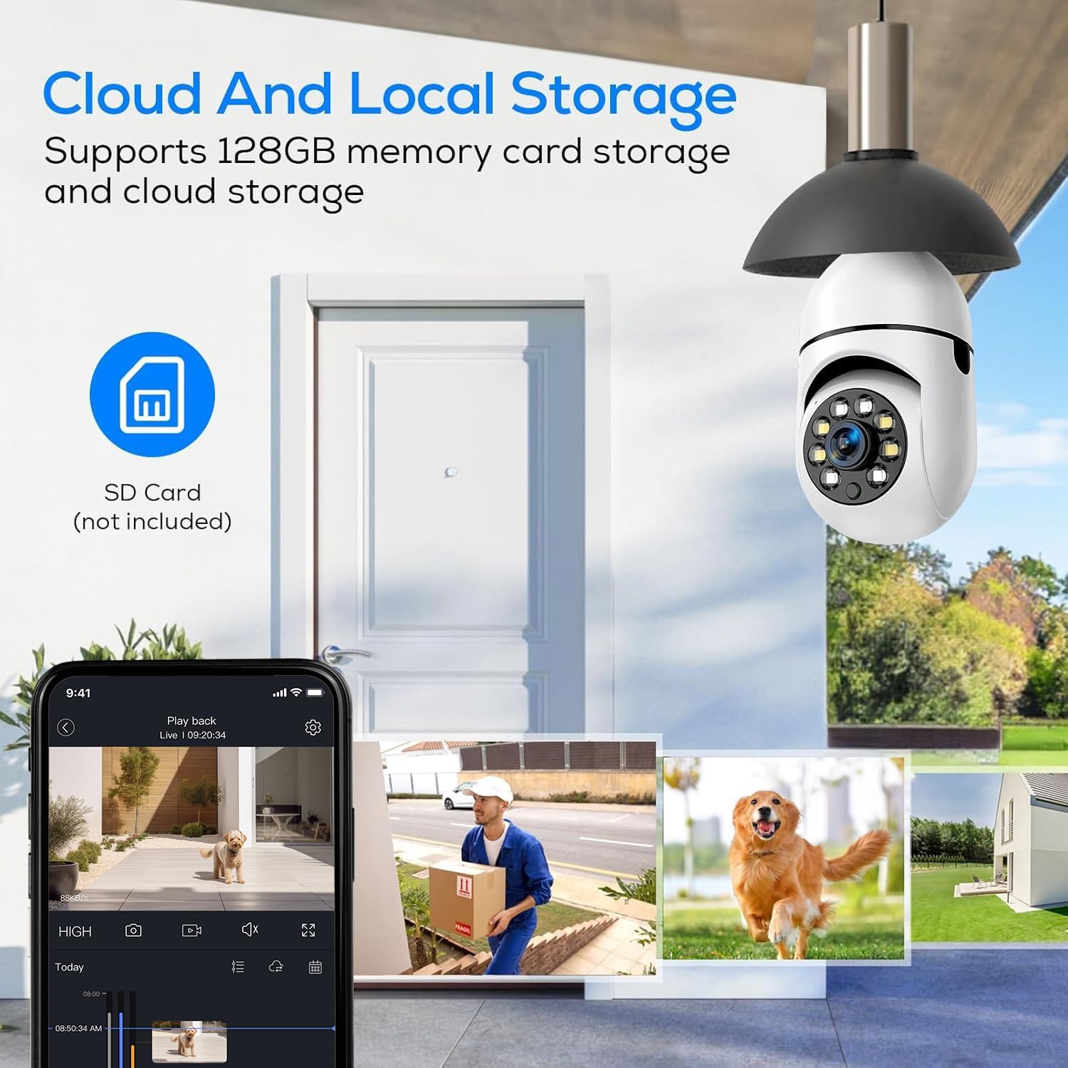 5GHz WiFi Light Bulb Cam | 1080P HD, Auto Motion Tracking, Color Night Vision, Built-in Siren & Two-Way Talk for Indoor Monitoring