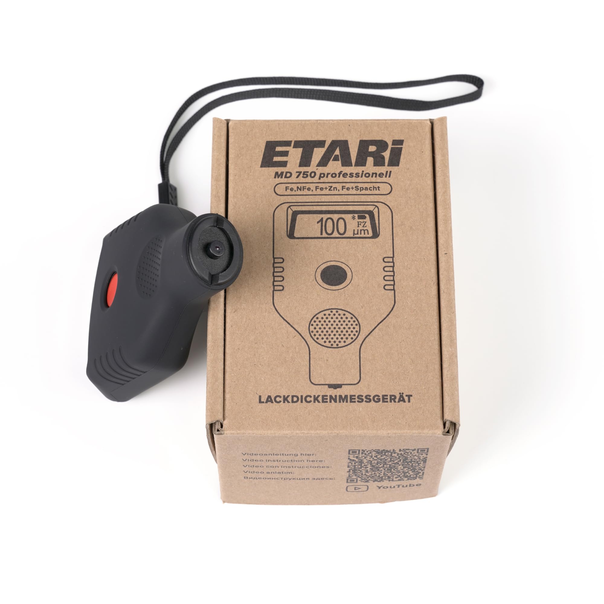 ETARI® MD-750, misuratore di spessore della vernice per auto, il tester per strati di vernice rileva parti zincate e stucco metallico (magnetico), sensore in rubino resistente all'usura 】 + app