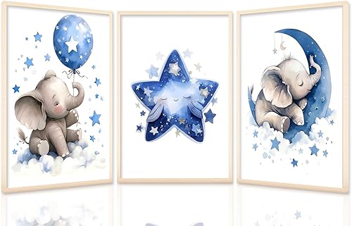 Miniatura 13 de HNNXAR Póster de pared para cuarto de bebé, juego de 3 cuadros para habitación de bebés, niños y niñas, decoración de pared, selva, safari, león,