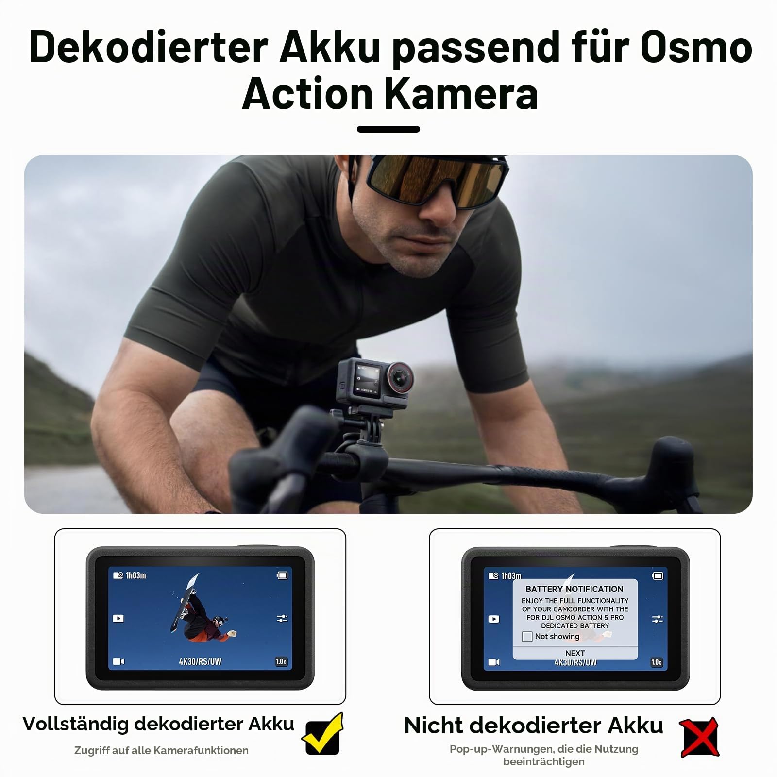 CITYORK 2250mAh (3-Pack) Ersatz Akku für .DJI-Osmo. Action 6 Pro/Osmo 360 /Osmo Action 5/ Osmo Action 4/ Action 3 Ersatzakku, Wiederaufladbare Langlebiger Sportkamera Zubehör, Lange Lebensdauer