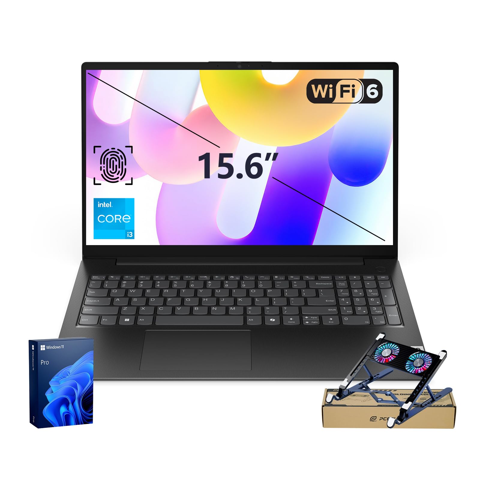 Lenovo V15 Gen 5 15.6" FHD Business Laptop, 12GB DDR5 RAM, 512GB di archiviazione, Intel Core i3 6-core CPU, W11 Pro, Ethernet RJ-45, AI Copilot Key, Webcam w/Shutter, Security Chip Discrete TPM 2.0