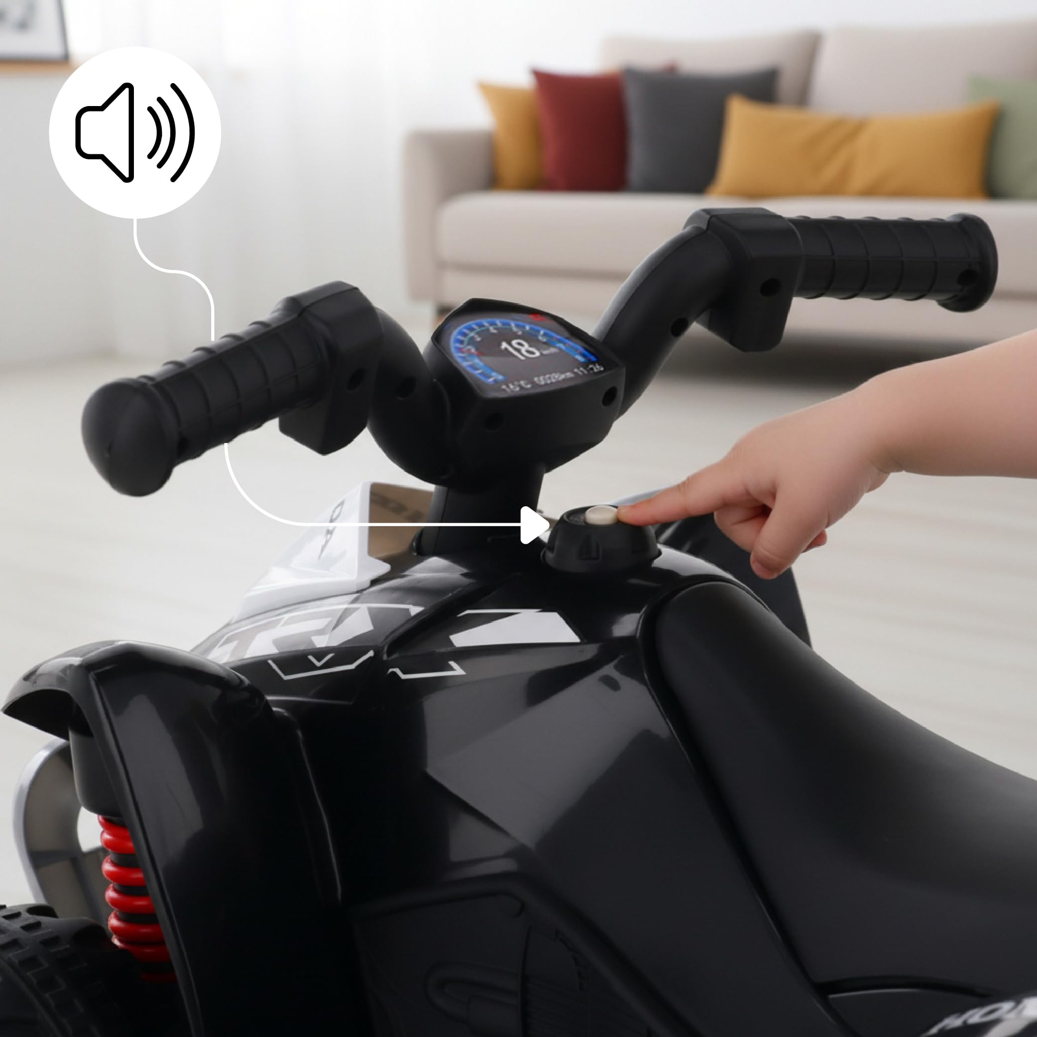 SUN BABY Quad Eléctrico Infantil 18 Meses 3 km/h - Negro | coche correpasillos, luz LED, juguete eléctrico