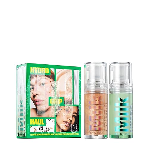 Milk Makeup Hydro Grip Primer with Hyaluronic Acid + Niacinamide – Hydrating Face Primer Grips Makeup for Up to 12 Hours – Silicone-Free, Lightweight Gel with Dewy Finish - Mini Gift Set Duo