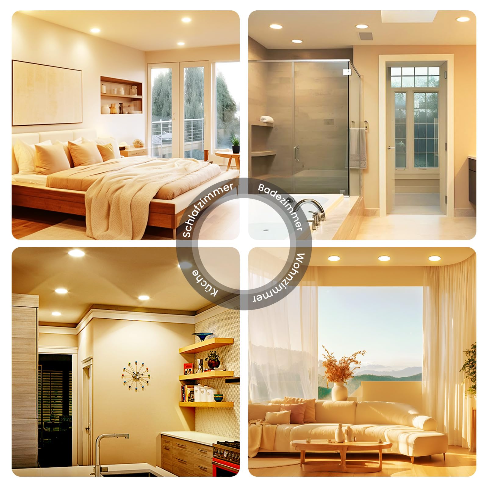 ALUSSO Faretti LED da Incasso per Cartongesso, Ultrasottili 10W IP44 3000K Bianco Caldo Faretti LED Soffitto, AC220-240V, Diametro Foro Ø125-135mm, Rotondo Bianco, Set di 6