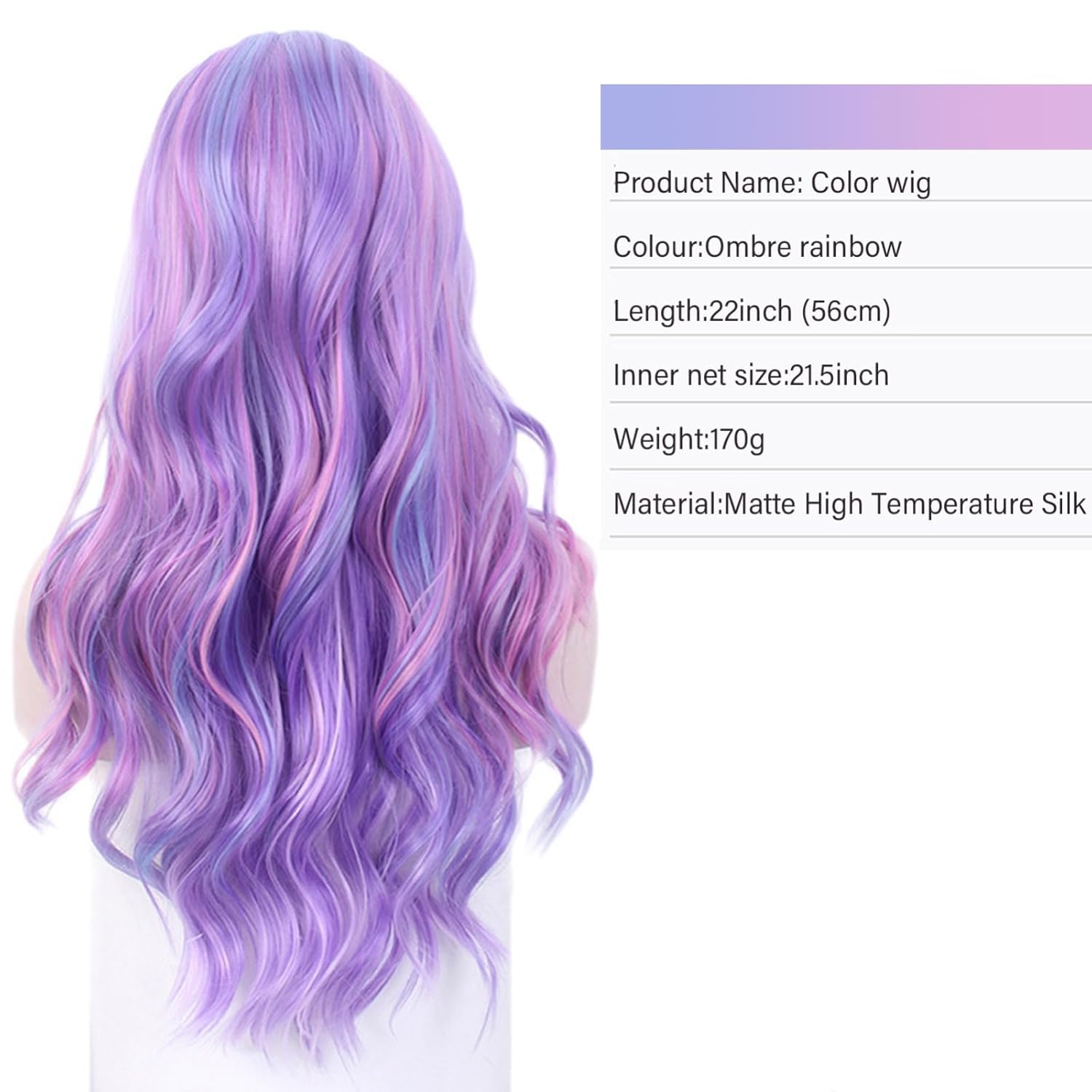 Long Purple Wavy Wigs, Ombre Purple Body Wave Hair Wig with Natural Hairline for Daily Party Use(G766)