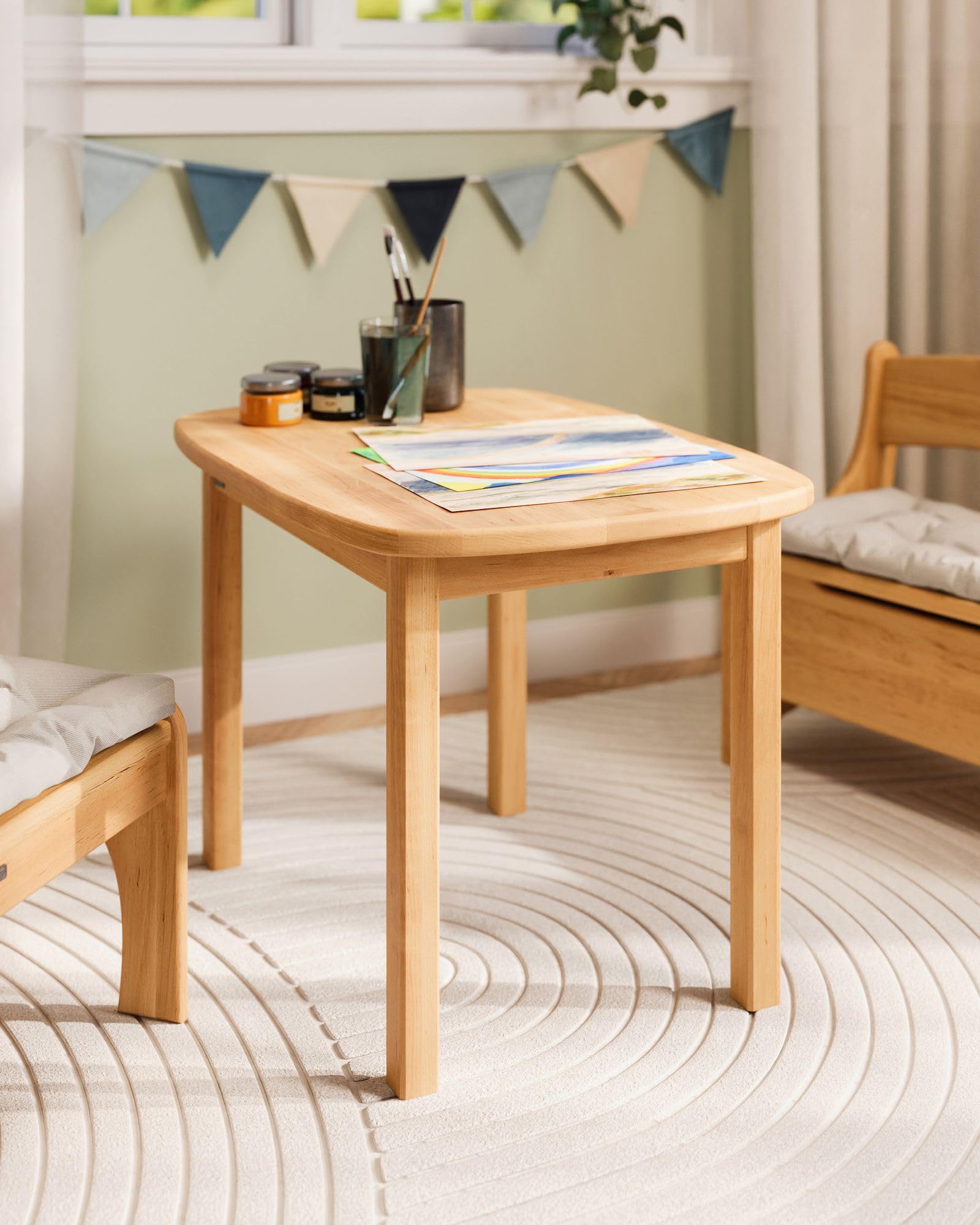 Original Levin Sitzgruppe von BioKinder® | Kindersitzgruppe Tisch & Stuhl aus Bio-Erlen-Massivholz, natürlich geölt