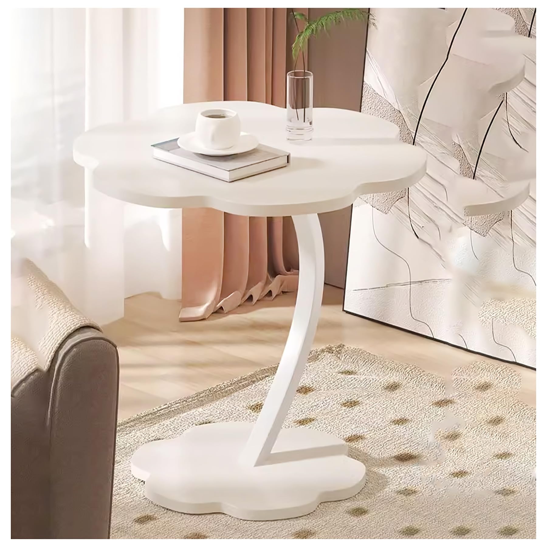 ZLGONRL Round End Tables Space Saving Side Table for Couch C Shaped Side Table Couch Tables That Slide Under Small Coffee Table