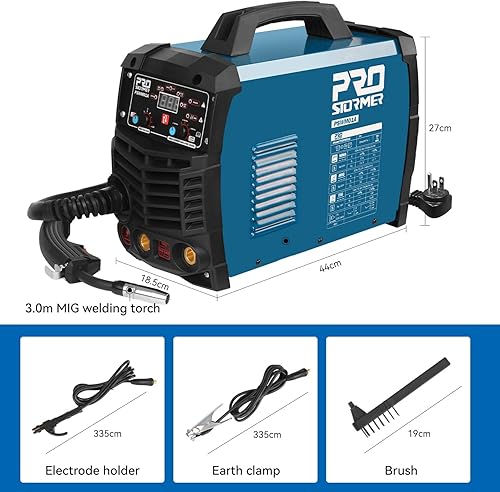 Miniatura 5 de Prostormer Máquina de soldar, MIGTIGMMA Soldador multifuncional 3 en 1 con pantalla digital, soporte de electrodos, abrazadera de tierra, cable