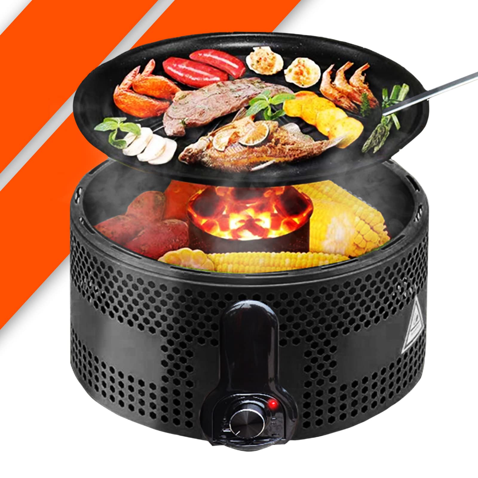 Przenośny Grill | Grill bezdymny | Grill stołowy | Wentylator baterii | Łatwe do czyszczenia | Jednolite Gotowanie | nie klei się