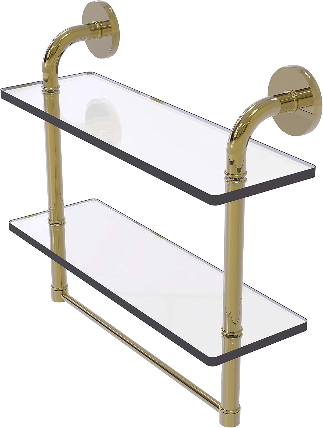 Allied Brass RM-2-22TB-BKM Remi Collection 22 Inch Two Tiered Glass Integrated Towel Bar Shelf, Matte Black