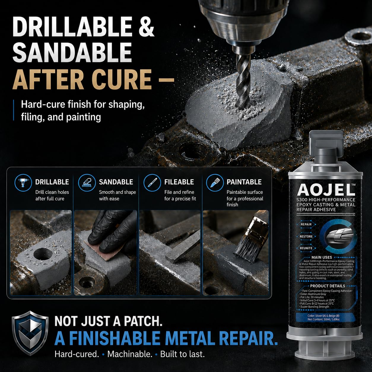 AOJEL S300 Metal Epoxy: Repair Aluminum & Steel -5