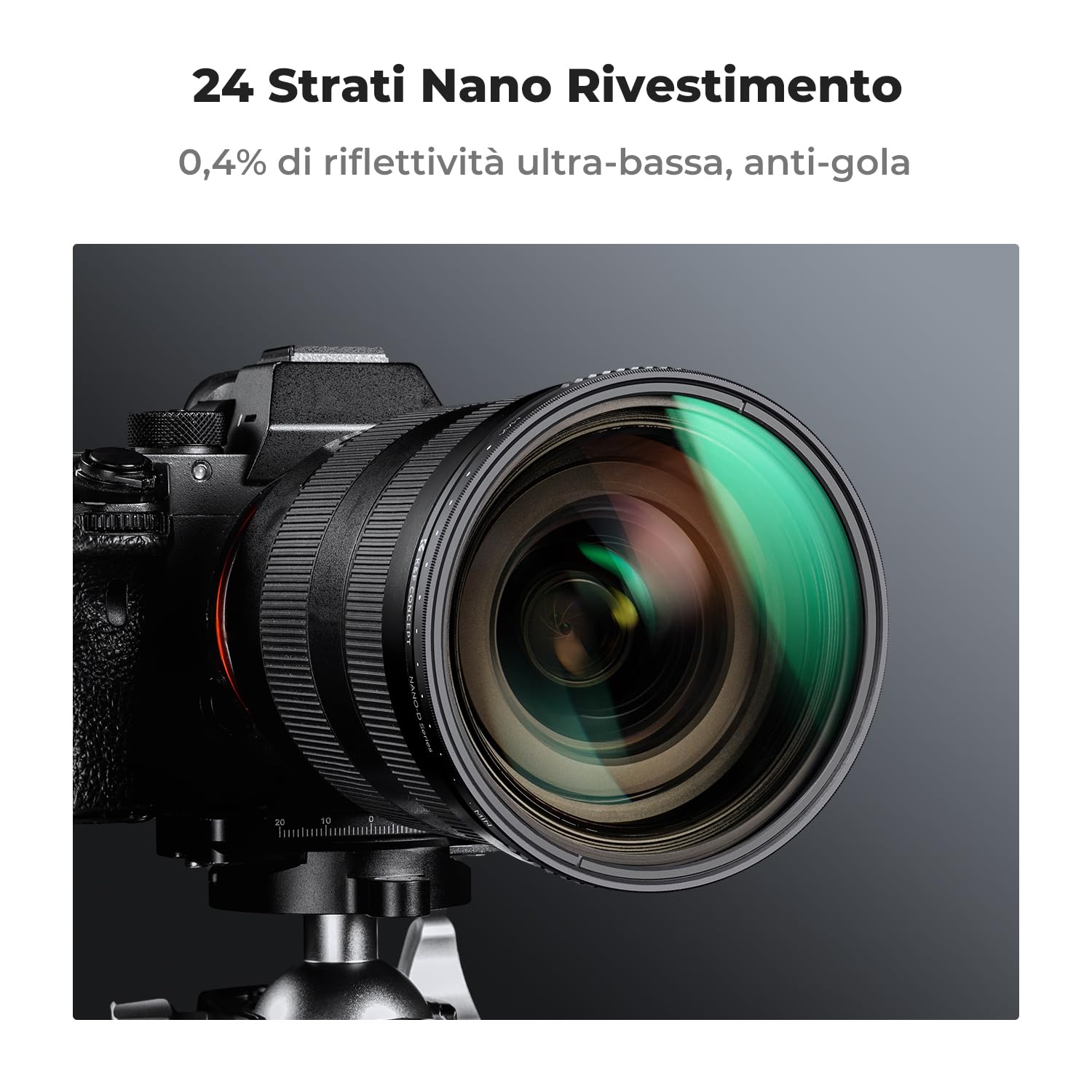 K&F CONCEPT Nano-D Filtro Variabile ND3-1000 (1.5-10 stops) Ultrasottili HD con 24 Strati Rivestimento Nano in Vetro Ottico per obiettivi 77mm