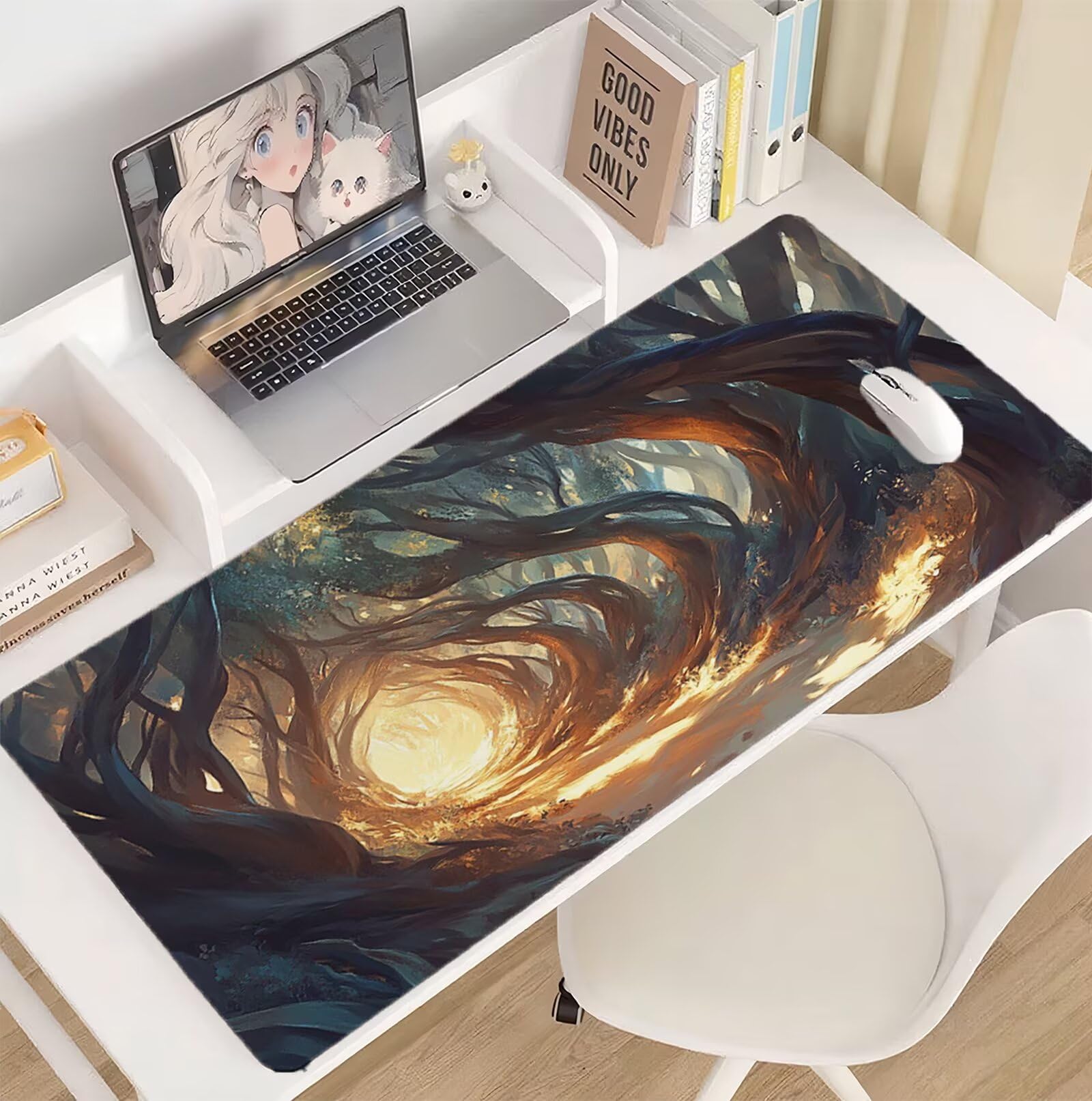 Magia podkładka pod mysz 1500 x 800 mm leśna podkładka pod mysz duża japońska podkładka pod mysz antypoślizgowa gumowa powierzchnia szwy na krawędziach mata biurowa do komputera domowego biura