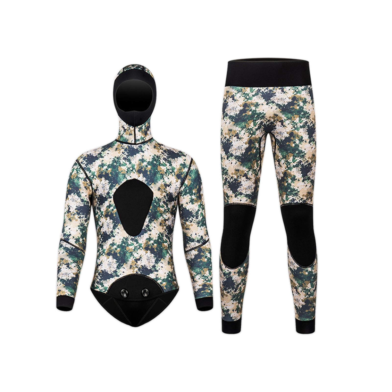 Sunydog 3mm Diving Suit Hooded Thick Wetsuit For Surfing and Spearfishing Autumn Winter, Neoprene Rubber Material, Long-Sleeve Set (L)