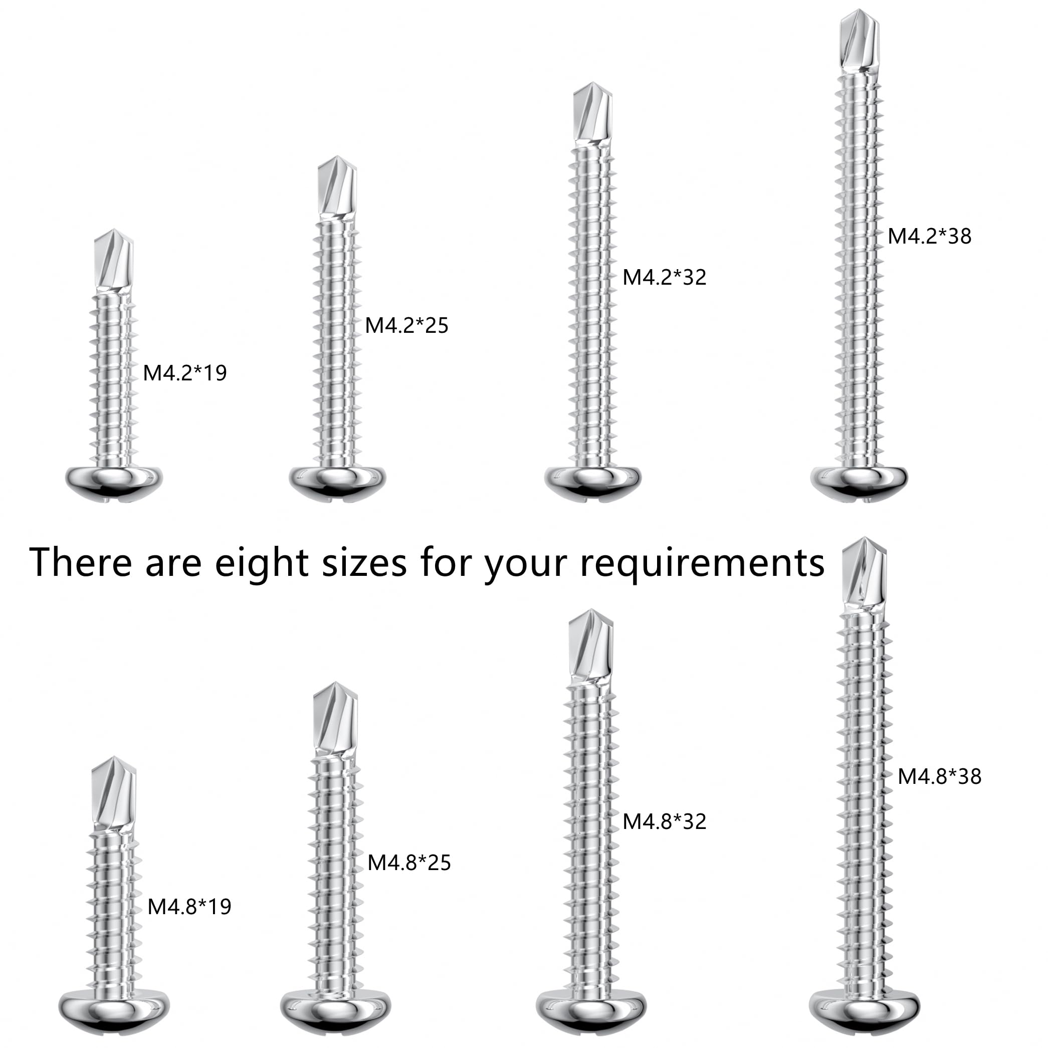 50 PCS Stainless Steel Round Head Drilling Self Tapping Screws for Metal (M4.8 * 32mm), Silver - Image 3