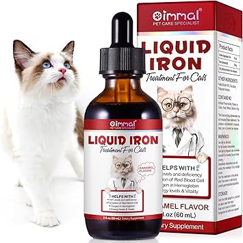 Liquid Iron Supplements for Cats and Kittens - with Folate and B12 Supplements Anemia, Promotes Blood Health, Oxygen Supply and Blood Cell Formation Increase Low Energy Levels Lethargy - 2 oz
