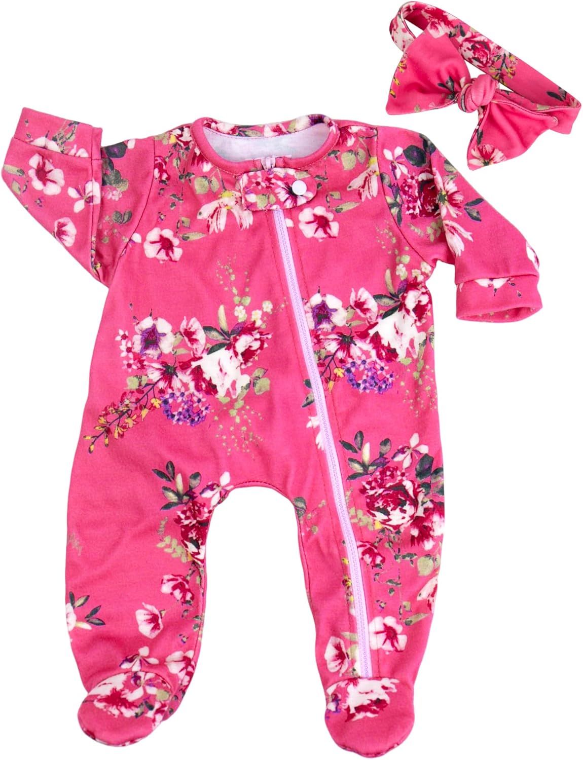 Aori Lifelike Reborn Baby Dolls Clothes 20 inch Purple Clothing Floral Jumpsuits Set for 17-20 Inch Newborn Girl Doll