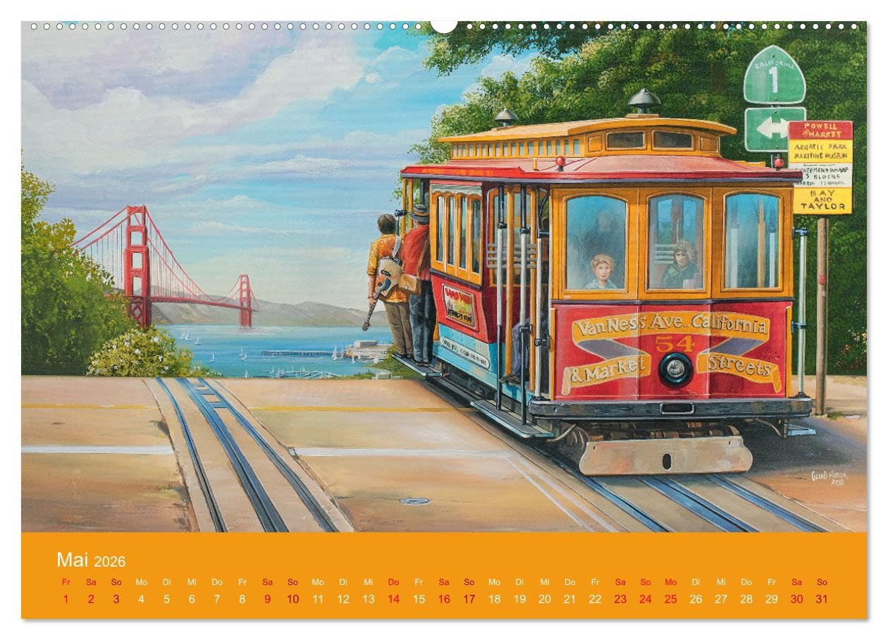 Route US 66 Momente Gemälde von Georg Huber (hochwertiger Premium Wandkalender 2026 DIN A2 quer), Kunstdruck in Hochglanz: Amerika Impressionen (CALVENDO Mobilitaet)