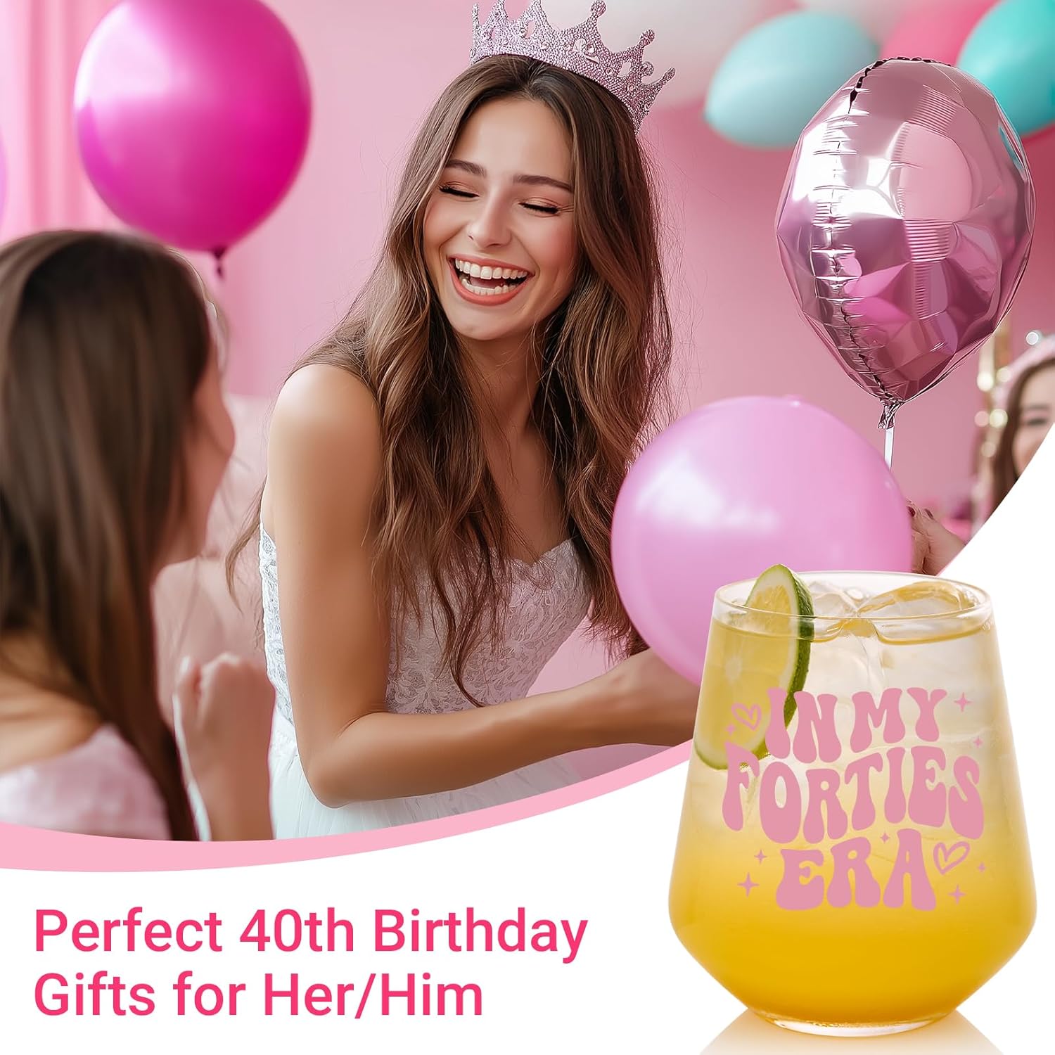 40th Birthday Gifts For Her - In My 40s Era Wine Glass, Best 40th Birthday Gifts For Women, 40 Years Old Gifts For Sister, Son, Daughter, Mom, Best Friend, Birthday Glass For Decorations, 18oz - Image 3