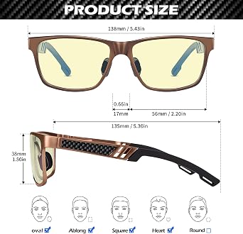 ANYLUV Blue Light Blocking Glasses Men Computer Gaming Glasses Lightweight Al-Mg Metal Anti Eyestrain Eye Protection