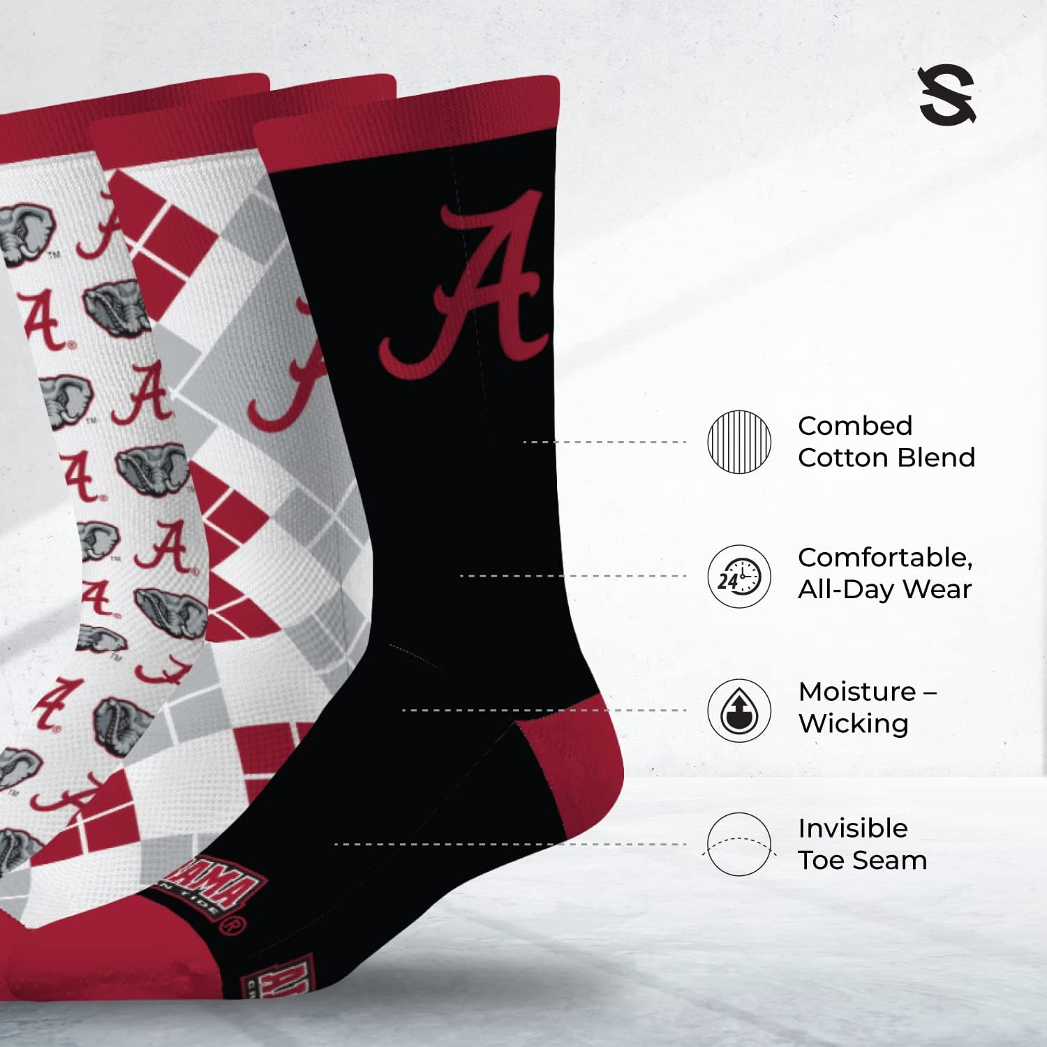 Strideline Mens NCAA Dress Socks- The Executive 3 Pack-One Size Fits Most - Image 2