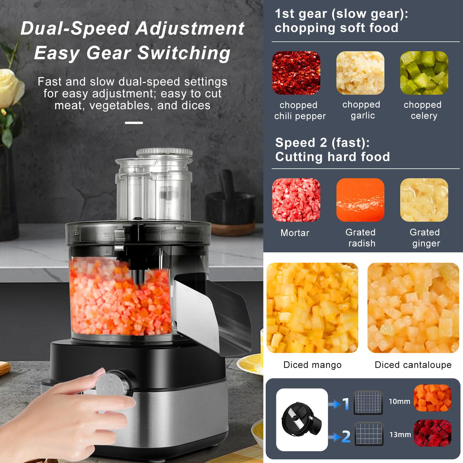Robot Da Cucina Commerciale, Tritatutto Elettrico Per Verdure Da 5 Litri, Grattugia Per Verdure Da 600 W, Frullatore Per Carne, Con 4 Lame In Acciaio Inox, Trita Frutta,220V